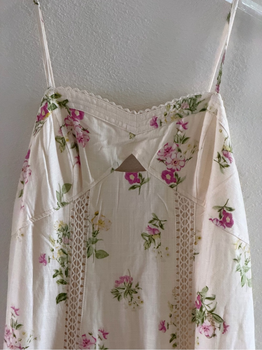 Caroline Constas Cream Floral Linen Crochet Inset Maxi Dress - Picture 6 of 9
